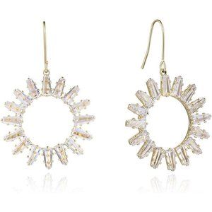 Earrings 1.73" Round Snowflake T400 Fishhook Silver Twinkle Crystals for wife gi
